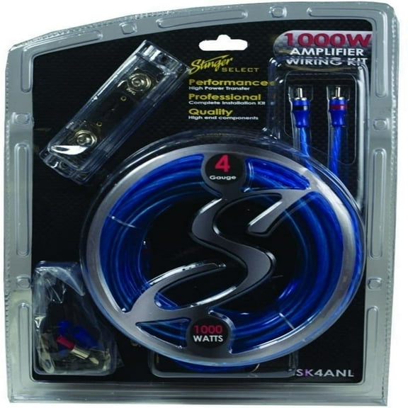 Stinger SSK4ANL 4-Gauge CCA Amplifier Wiring Kit – 1000W Complete Car Audio Installation Kit with Power, Ground, RCA & Accessories