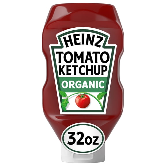 Heinz Organic Tomato Ketchup Inverted Squeeze Bottle, 1 Bottle, for Easy Sharing and Easy Serving, Classic Style, No High-Fructose Corn Syrup, 32 oz
