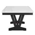 thumbnail image 5 of Black Gray 6Pc Dining Set White Genuine Marble Table Upholstered Wing Back Chair Bench Furniture, 5 of 9