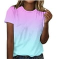 thumbnail image 2 of LADIGASU Womens Print Short Sleeve Out Blouse Round Neck T-Shirt, 2 of 5