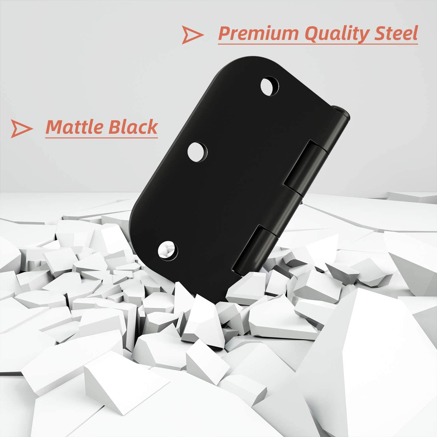 18 Pack Rounded Door Hinges 3.5 Inch with 5/8" Radius Corner, Matte Black Interior Door Hinge for Bedroom, Storage room, Garage, Bathroom and More