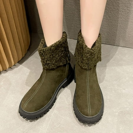 

Zunfeo Women Snow Boots- Solid Duck Boots New Warm Comfy Boots Christmas Gifts Clearance Green 8.5