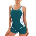 thumbnail image 3 of Women's Sexy One Piece Bathing Suit Color Matching Triangle Swimsuit Micro Bikini Set for Beach Pool Vacation Summer Holiday,Dark Green,L, 3 of 5