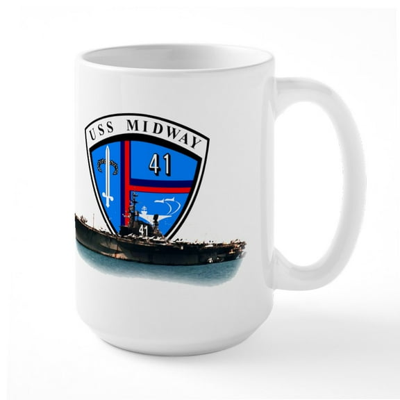 CafePress - USS Midway Ship Seal V2 - 15 oz Ceramic Large White Novelty Mug
