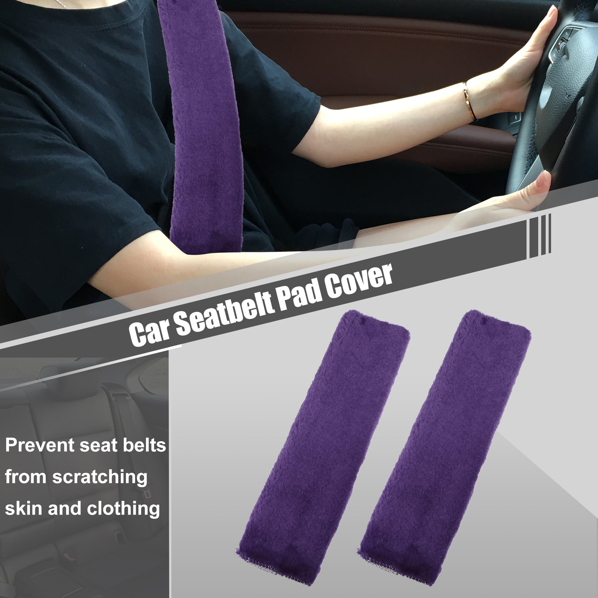 Unique Bargains 4 Pcs Plush Car Seat Belt Protector Pads Purple