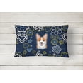 thumbnail image 2 of Carolines Treasures BB5105PW1216 Coussin Décoratif en Toile Fleurs Bleues Corgi Rouge, 2 of 3