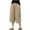 Khaki, variant on Ashirexll Summer Shorts for Women, Shorts for Women Trendy, Solid Color Elastic Waist Casual Straight Leg and Linen Cropped Pants