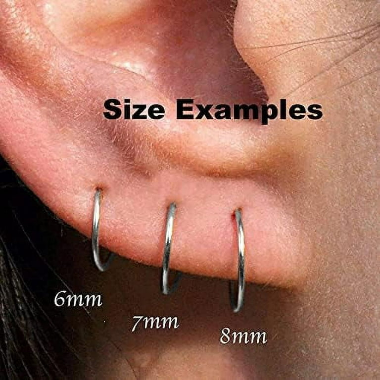 Extra Thin 12 mm Hoop Cartilage Piercing Sterling Silver for Small