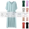 thumbnail image 5 of Bixock Women Plus Size Nightgowns Loungewear Nightshirts Sleep Dress Short Sleeve Button Placket Loose Solid Color Indoor Home Homewear Sleepwear Women Clothings, 5 of 5