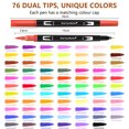thumbnail image 6 of 76 Dual Brush Marker Pen Set with Zipper Pack, Fine and Brush Tip Artist Colored Markers for Kids, Watercolor Markers for Coloring Books Drawing, Gifts, 6 of 9