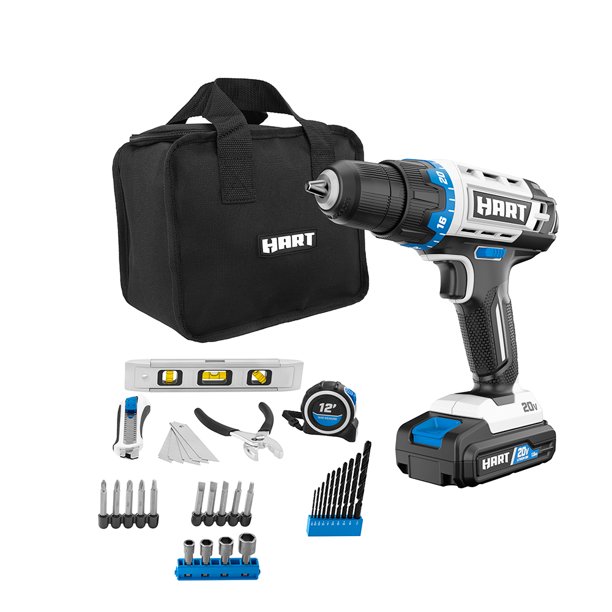 HART 20Volt Cordless 36Piece Project Kit, 3/8inch Drill/Driver and