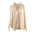 thumbnail image 2 of VALMASS Women's Vintage Shirts Plus Size Long Sleeve Button Up Casual Lapel Blouses (XXL, Khaki), 2 of 4