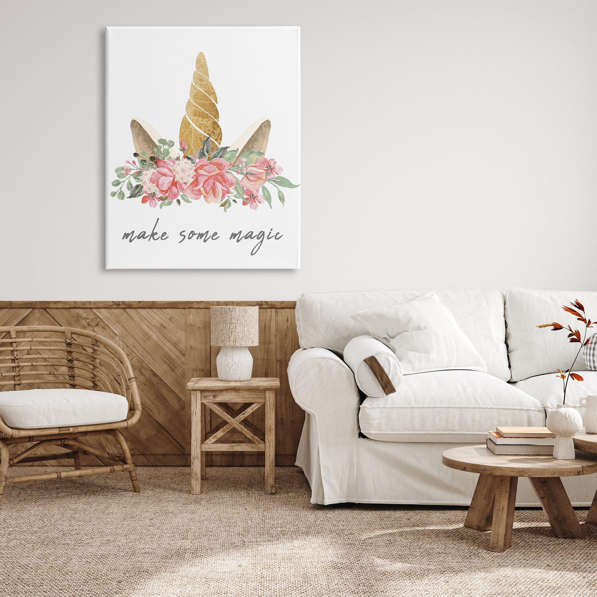 Stupell Industries Make Some Magic Unicorn Fairy Tales & Fantasy Painting Gallery Wrapped Canvas Art Print Wall Art, 36 x 48