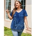 thumbnail image 2 of Zeagoo Plus Size Womens Ruffle Sleeve Tunic Tops V Neck Summer Shirts Floral Print Tops Dressy Blouse, 2 of 6