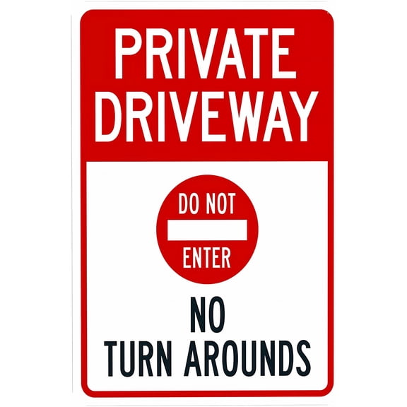 No Turn Arounds With Do Not Enter Symbol Sign - 8"x12", Metal Security Decor for Home, Business, Yard, Easy to Mount
