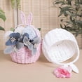 thumbnail image 6 of Twfbrm Easter Bunny Baskets, Woven Wicker Basket with Rabbit Ears, Imitation Rattan Flower Baskets with Handles, Portable Easter Eggs Storage Basket Vintage Farmhouse Empty Picnic Baskets for Kids, 6 of 9
