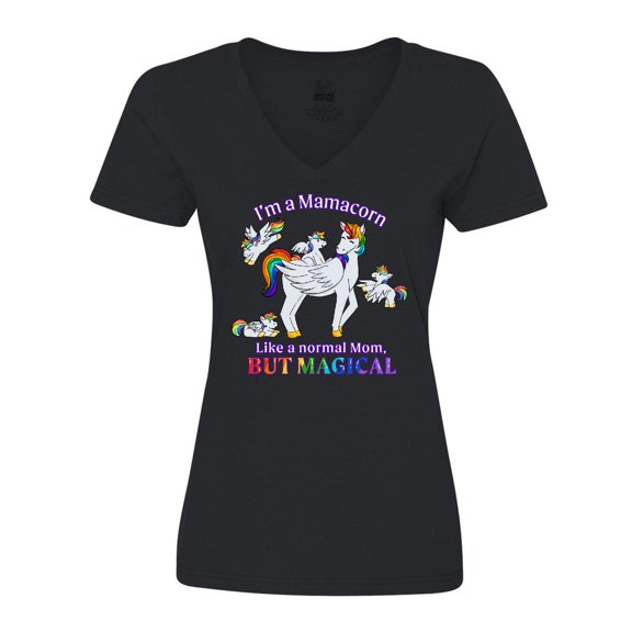 Inktastic I'm a Mamacorn, like a normal Mom, but magical Women's V-Neck T-Shirt