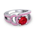 thumbnail image 3 of 2.50 Ct Round Shape Red Ruby & Pink Sapphire Gemstone Latest Anniversary Ring for Wife Solid 14K White Gold Size 6.5 by Diamond-Capitals, 3 of 8