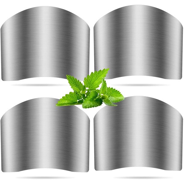 Protectores de dedos para cortar, protectores de dedos de acero inoxidable, protectores de cuchillos para cortar, cortar en cubitos y rebanar, protectores de pulgar para herramientas de cocina para