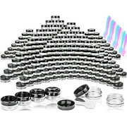 MotBach 100 Pcs 3g Empty Plastic Containers with Lids,Tiny Makeup Sample Containers Small Pot Jars Clear Round Cosmetic Jars with 20 Pcs Mini Spatulas for Liquid Sample Powder Creams (Black Lid)