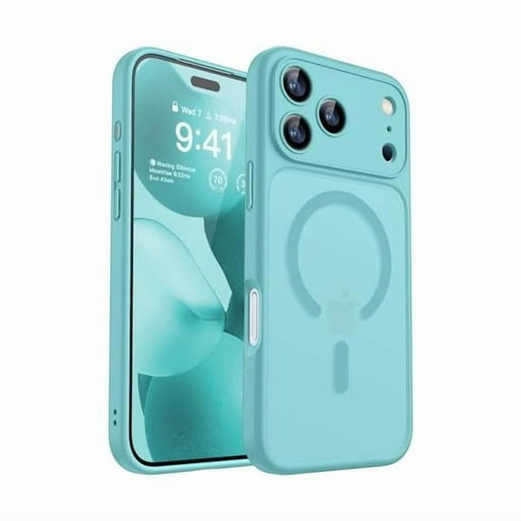 ZHU997 Magnetic Compatible with iPhone 17 Pro Case, Upgraded [Full Camera Protection] [Compatible with Magsafe] [Translucent Matte] Shockproof Protective Phone Cover 6.3 Inch - Teal