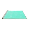 thumbnail image 2 of Ahgly Company Machine Washable Indoor Square Solid Turquoise Blue Modern Area Rugs, 5' Square, 2 of 4
