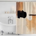 thumbnail image 2 of Shower Curtain Bathroom Set Vintage Abstract Graffiti Art Waterproof Fabric Shower Curtains with Grommets&Hooks, Retro Black Beige Geometric Privacy Bath Curtain for Bathtub 72x72in, 2 of 9