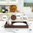 thumbnail image 4 of Home Redefined 17.5”x12” Rectangle Classic Faux Leather Decorative Serving Tray with Handles, Brown, 4 of 7