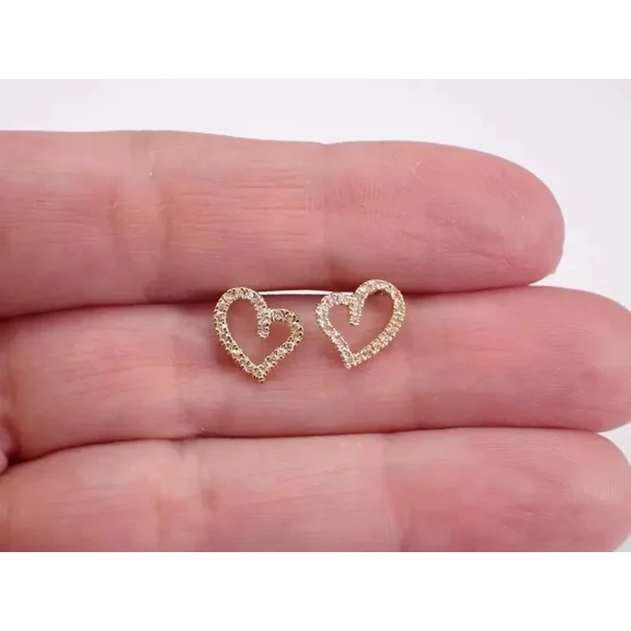 1Ct Round Cut Simulated Diamond Heart Shape Screw Back Women's Heart Stud Earring 14K Yellow Gold Plated 925 Silver