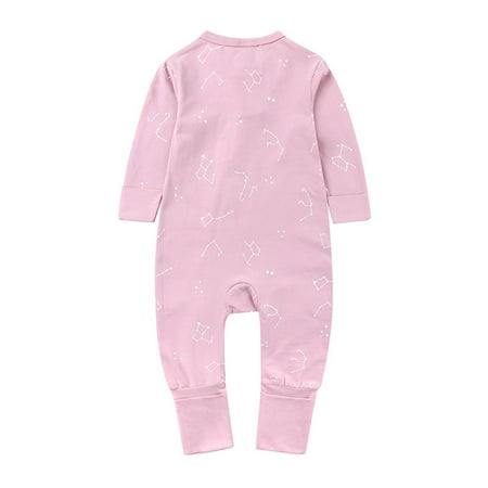 

Honeeladyy Winter Newborn Baby Girl Cute Planisphere Bind Foot Romper Jumpsuit Zipper Clothes Pink Clearance under 10$