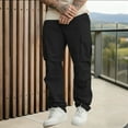 thumbnail image 2 of Turilly Men's Outdoors Cargo Pants Button Zipper Fashion Solid Color Casual Pocket Pants, 2 of 6
