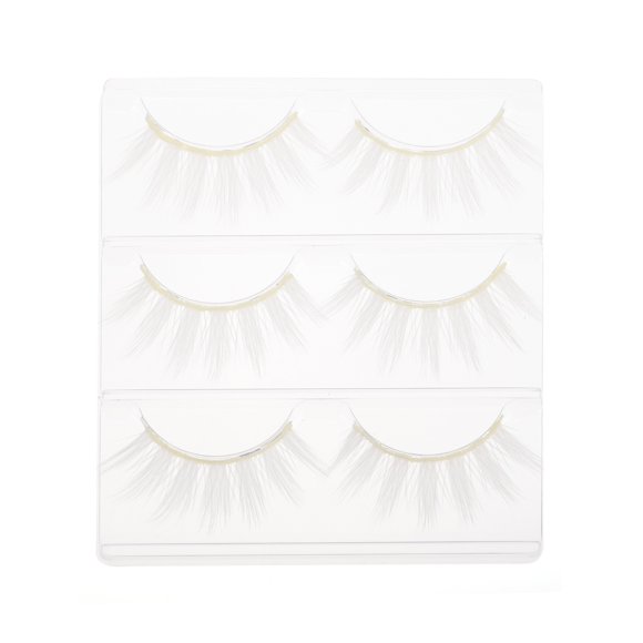 6pcs White False Eyelashes Makeup Fake Eyelashes White Lashes for Cosplay