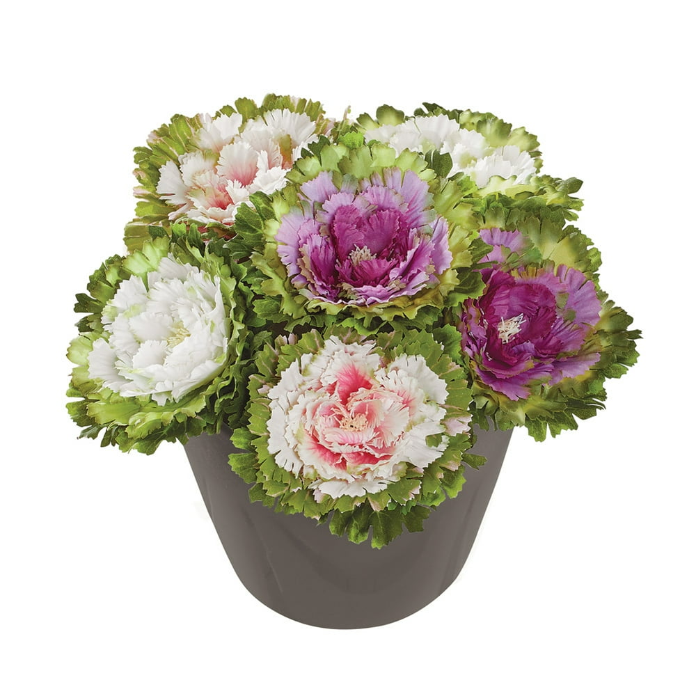 Artificial Faux Cabbage Rose Flower Stems, Multicolor (2 each Purple