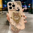 thumbnail image 4 of Magnetic Kickstand Glitter Case for iPhone 15 Pro Max,[Compatible with Magsafe] Cute 3D Bling Sparkle Rhinestone Butterfly Ring Stand Cat Lace Women Girls Case for iPhone 15 Pro Max 6.7",Gold, 4 of 4