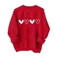 thumbnail image 1 of AherBiu Chandails de la Saint-Valentin pour Femmes Col Rond Manches Longues Imprimé Cœur Décontracté Ample, 1 of 3
