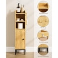 thumbnail image 6 of Bathroom Storage Cabinet, Small Corner Floor Hutch with 2Hooks,Narrow Toilet Paper Cabinet with Rattan Door,Bathroom Organizer with Adjustable Shelf, for Small Spaces(Classic-Rattan, Black), 6 of 10