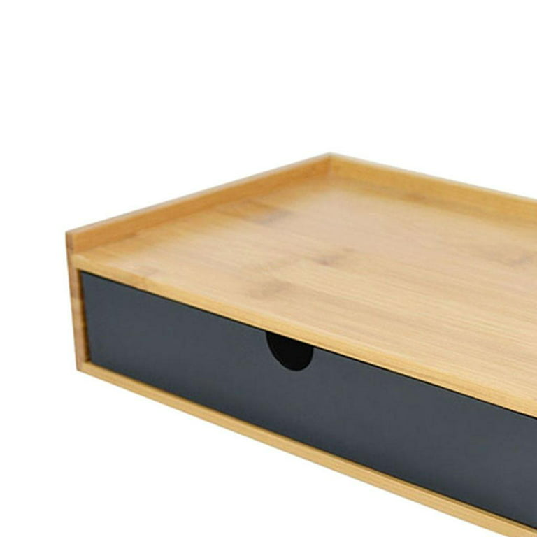 Bamboo Desktop Storage Drawer Scissors Supplies Premium for Study Bathroom  , black single layer 