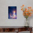 thumbnail image 4 of Great Big Canvas "Snowman stands in a snowcovered spruce forest next to a decorated Christmas tree"  by Kevin Smith Pale Blue Lilac   Wrapped Canvas Print Wall Artwork, 4 of 7