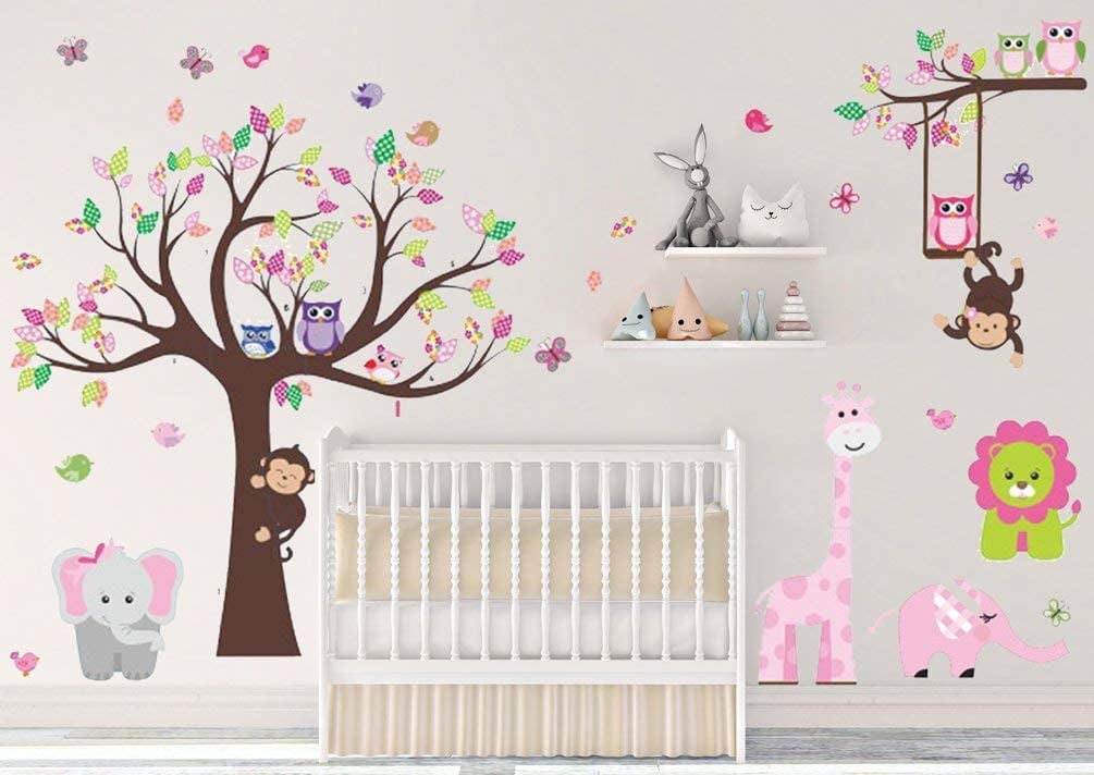 Dekosh Kids Pink Jungle Theme Peel Stick Girl Nursery Wall Decal Colorful Owl Giraffe Lion Tree Decorative Sticker For Baby Bedroom Playroom Mural Walmart Com Dekosh Kids Pink Jungle Theme Peel Stick Girl Nursery Wall Decal Colorful Owl Giraffe Lion Tree Decorative Sticker For Baby Bedroom Playroom Mural Walmart Com