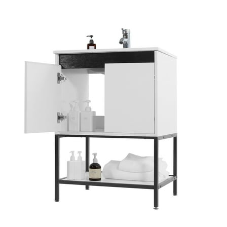 ERTWER 24" Bathroom Vanity with Sink Floor Stand Storage Cabinet Set & Faucet Combo (without Mirror)​