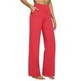 thumbnail image 2 of Wutalume Women's High Waist Straight Leg Yoga Pants, Casual Loose Fit Pants for Yoga, Pilates, Running, Lounge, Everyday,Red 2XL, 2 of 5