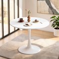 thumbnail image 2 of Tcbosik Round Dining Table with Metal Pedestal Base, 39.4" Modern Tulip Table for 4 Person, Bistro Table for Kitchen, Living Room, White, 2 of 8