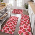 thumbnail image 2 of Red Strawberry Plants Pink Pattern Kitchen Rugs Sets Of 3,Kitchen Runner Rugs Non Skid Washable,Decorative Kitchen Floor Mats for Kitchen,Sink,Laundry,17"x30"+ 17"x47" + 17"x59", 2 of 6