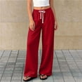thumbnail image 5 of Lmnyox Kid's Sweatpants Wide Leg Solid Color Elastic Waist Drawstring Pants Open Bottom Trousers with Pockets, 5 of 8