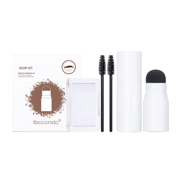 Kit de plantillas para dar forma a las cejas con sellos de polvo, definidor y línea del cabello resistente al agua. Castaño