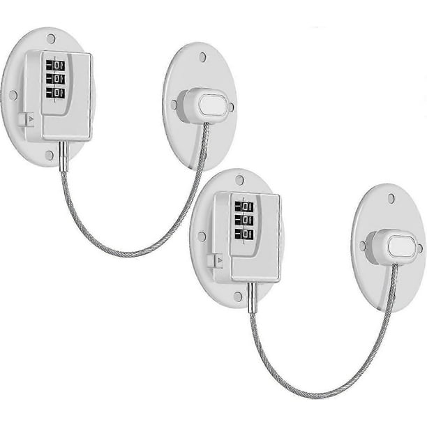 2 Pack Refrigerator Lock - 3 Digit Cable Fridge Lock, Child Proof Cabinet Locks(White)