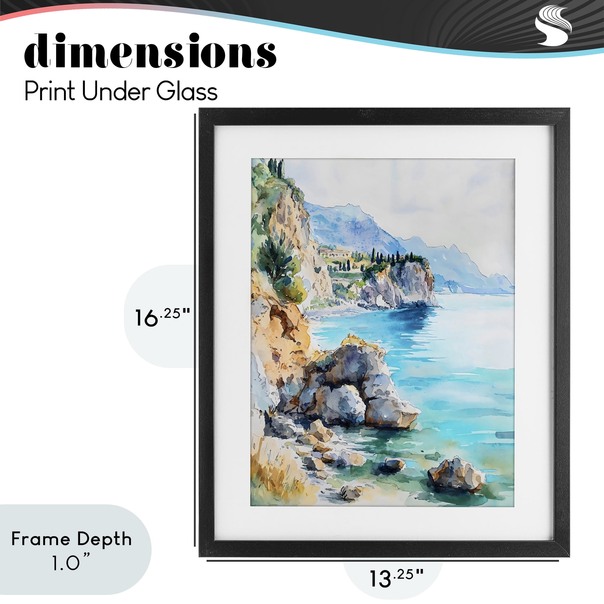 Stupell Industries Azure Italian Coastline Black Framed Print Under Glass, design by LSR Design Studio