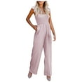thumbnail image 1 of Summer Jumpsuits for Women Casual Smocked Ruffle Straps Sleeveless Wide Leg Pants Rompers Jumpsuits with Pockets, 1 of 5