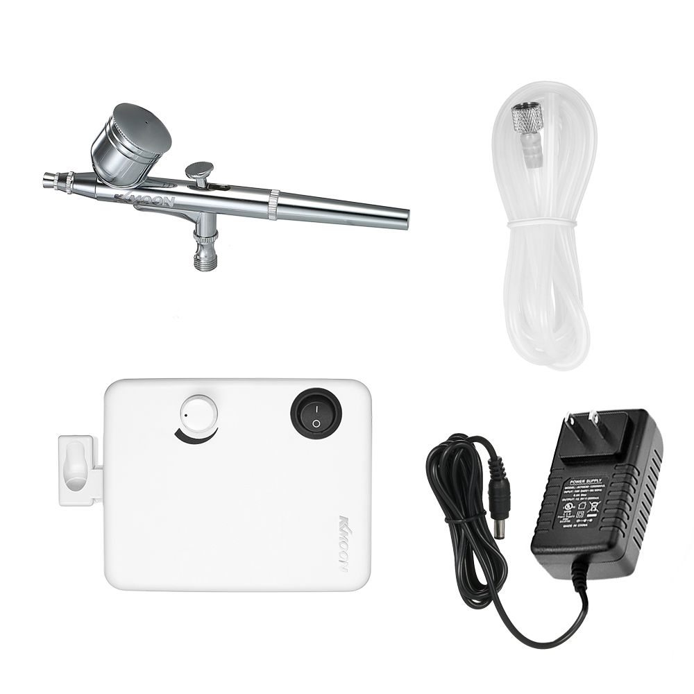 Airbrush Kompressor mit Lufttank Barometer mit praktischem /Öl-Wasser-Abscheider Druckregler EU Plug 220V Doppelzylinder Airbrush-Set Mini Airbrush Kompressor