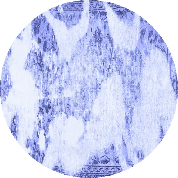 Ahgly Company Indoor Round Abstract Blue Modern Area Rugs, 6' Round